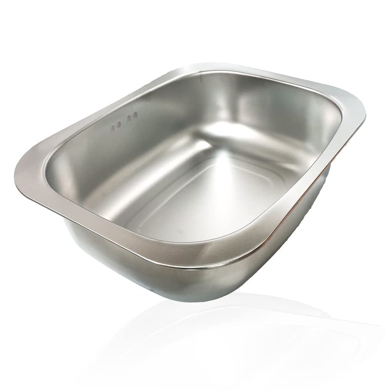 WANANG Stainless Steel Dishpan 9.9L/ Large Washing-up Bowl 9.9L, Multipurpose Kitchen Sink Bowl, Dish Tub, Vegetable Washing Basin (15.35L x 11.8W x 4.72H inches) - Image 2